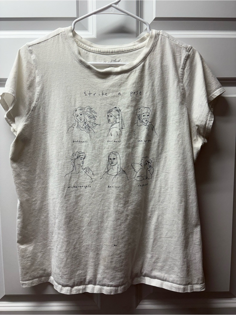 White Universal Thread Graphic 'Strike a Pose' Art Portrait Tee